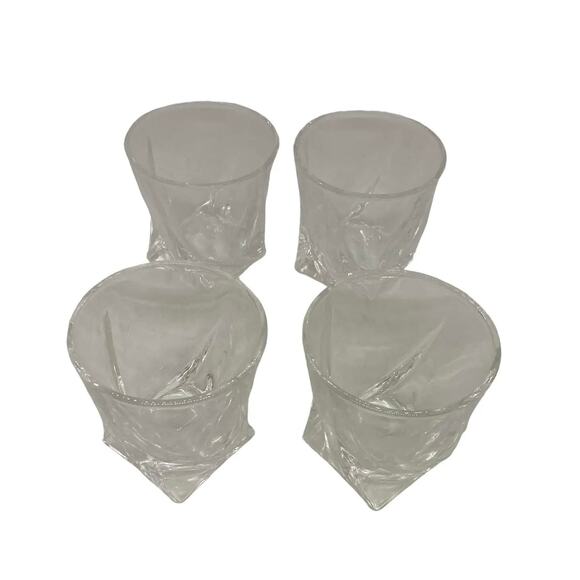 Four Modern Venero London Crystal Twisted Rocks Tumblers Glasses in Storage Box - Picture 4 of 9